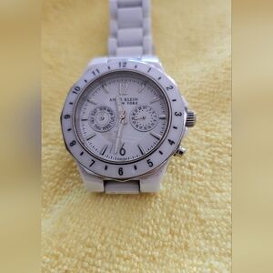 Ann Klein Mother of Pearl Dual White Ceramic Band